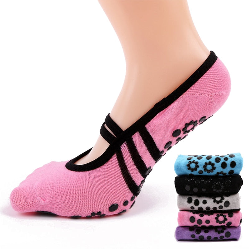 Women Anti-Slip Bandage Cotton Sports Yoga Socks