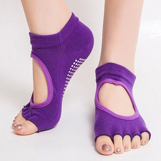 Women Yoga Socks Half Toe Backless