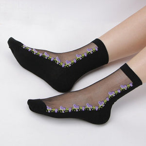 Crystal Glass Silk Fitness Yoga Socks