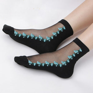 Crystal Glass Silk Fitness Yoga Socks